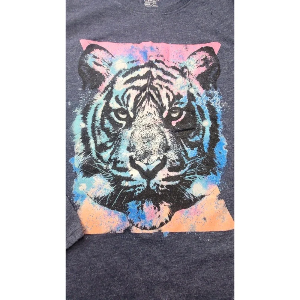 The Children's Place Girl's Graphic Long Sleeve Tiger T-Shirt Blue Size M 7/8